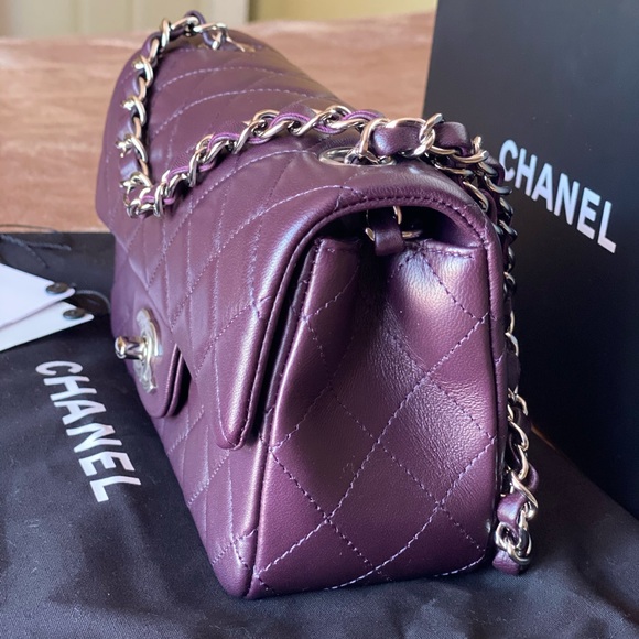 Classic Flap Dark Purple Quilted Rectangular Mini - Picture 4 of 16